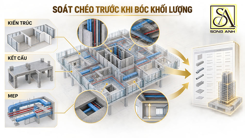 Soát chéo Kiến trúc Kết cấu MEP trước khi bóc khối lượng